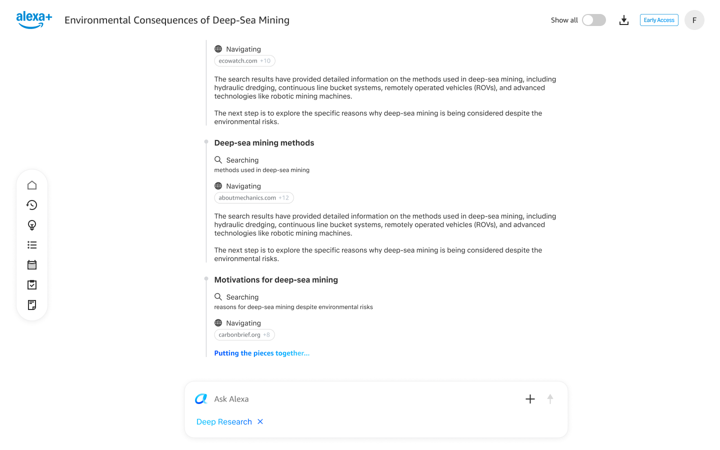 The research process step by step in real time inline with content