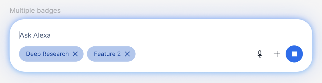Multiple features enabled in the chat bar (two badges)
