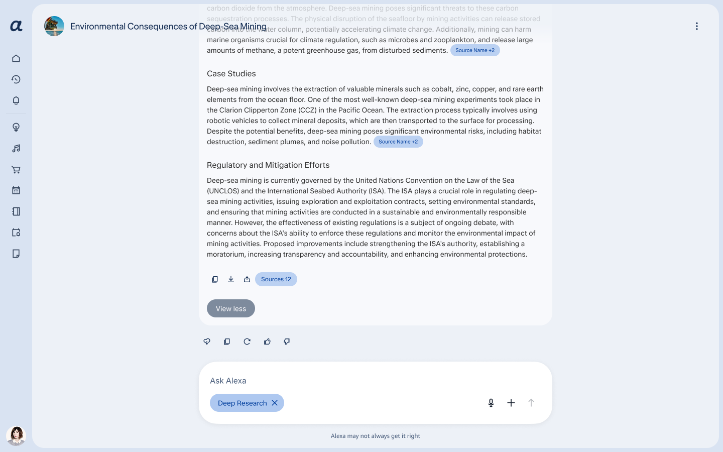 The expanded report with a View less button