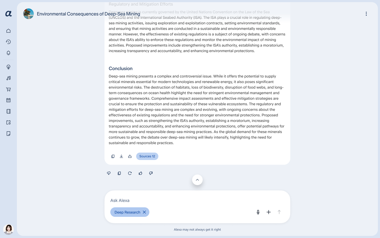 The end of the report with the Sources button