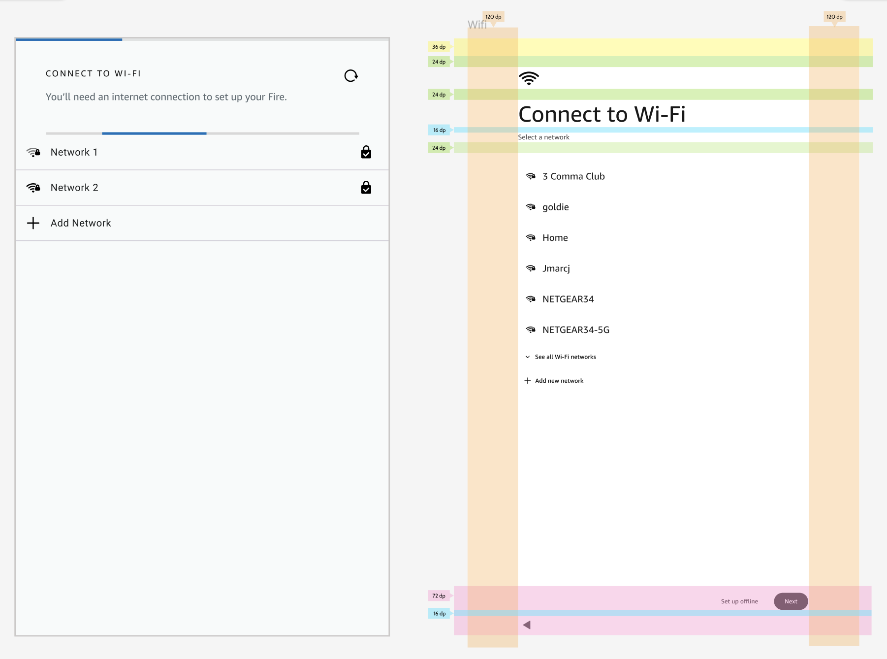 Before and after Wi-Fi screen with Android pattern rules.