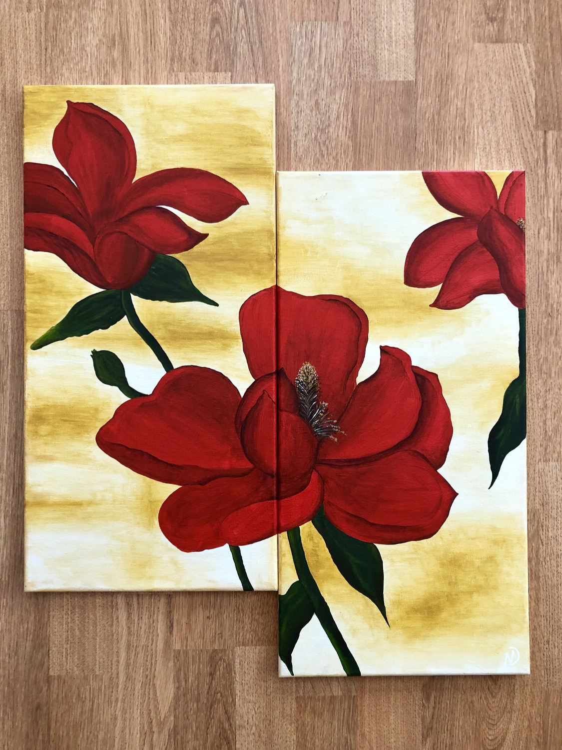 Red flowers painting